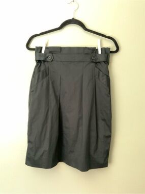 BCBGMaxAzria Black High-Waist Pleated Pencil Skirt